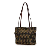 フェンディ ズッカ トートバッグ 16165 ブラウン ナイロン レザー レディース FENDI 【中古】